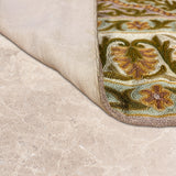 Aranya Bloom – Chain Stitch Embroidery Cotton Rug in Cream/Olive Green