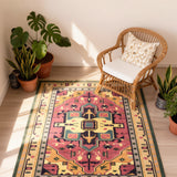 Rangshala – Hand Woven Cotton Rug in Yellow/Pink
