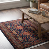 Neelgar Junoon – Hand Knotted Wool Rug in Navy Blue/Red