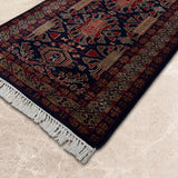 Neelgar Junoon – Hand Knotted Wool Rug in Navy Blue/Red