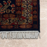 Neelgar Junoon – Hand Knotted Wool Rug in Navy Blue/Red