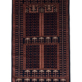 Neelambara Chahat – Hand Knotted Wool Rug in Navy Blue/Wine Red
