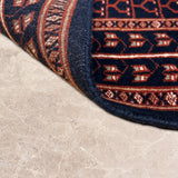 Neelambara Chahat – Hand Knotted Wool Rug in Navy Blue/Wine Red