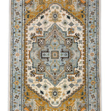 Neelam-e-Sahar – Hand Knotted Wool Rug in Blue/Mustard