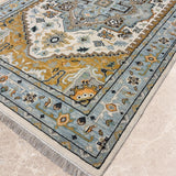 Neelam-e-Sahar – Hand Knotted Wool Rug in Blue/Mustard