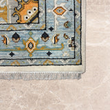 Neelam-e-Sahar – Hand Knotted Wool Rug in Blue/Mustard