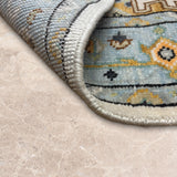 Neelam-e-Sahar – Hand Knotted Wool Rug in Blue/Mustard