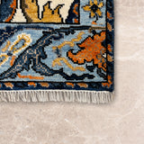 Afsar-e-Neel – Hand Knotted Wool Rug in Blue/Cream