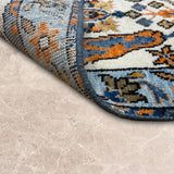 Afsar-e-Neel – Hand Knotted Wool Rug in Blue/Cream