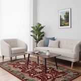 Zarminah – Hand Tufted Wool Rug in Brick Red/Olive Green
