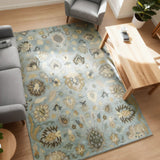 Safina Noor – Hand Tufted Wool Rug in Dusty Blue/Beige