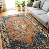 Zarif Dalan – Hand Tufted Wool Rug in Rust/Teal Blue