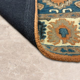 Zarif Dalan – Hand Tufted Wool Rug in Rust/Teal Blue