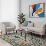 Sabz Gulshan – Hand Tufted Wool Rug in Sage Green/Slate Blue