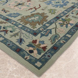 Sabz Gulshan – Hand Tufted Wool Rug in Sage Green/Slate Blue