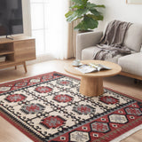 Grid Ember – Hand Woven Jute Rug in Brick Red/Cream
