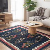 Midnight Sprig – Hand Woven Jute Rug in Grey Black/Red