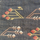 Midnight Sprig – Hand Woven Jute Rug in Grey Black/Red