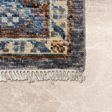 Raahi Neel – Hand Knotted Wool Rug in Slate Blue/White