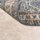 Raahi Neel – Hand Knotted Wool Rug in Slate Blue/White