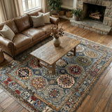 Rangrez – Hand Knotted Wool Rug in Ink Blue/Red