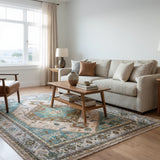 Mehrava – Hand Knotted Wool Rug in Pink/Light Blue