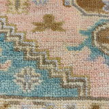 Mehrava – Hand Knotted Wool Rug in Pink/Light Blue