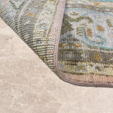 Mehrava – Hand Knotted Wool Rug in Pink/Light Blue