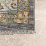 Mehraan – Hand Knotted Wool Rug in Light Blue/Pink
