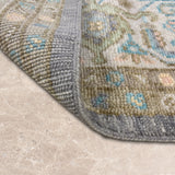 Mehraan – Hand Knotted Wool Rug in Light Blue/Pink