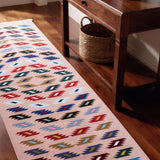 Rangtara – Hand Woven Cotton Rug in Pink/Light Blue