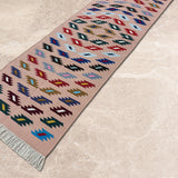 Rangtara – Hand Woven Cotton Rug in Pink/Light Blue