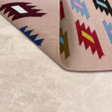 Rangtara – Hand Woven Cotton Rug in Pink/Light Blue