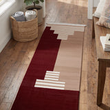 Axis Form – Hand Woven Cotton Rug in Maroon/Teracotta