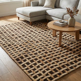 Checker Cherom – Hand Tufted Wool Rug in Chocolate Brown/Beige