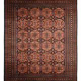 Darvak – Hand Knotted Wool Rug in Navy Blue/Golden Brown
