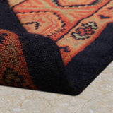 Khoran – Hand Knotted Wool Rug in Navy Blue/Rust