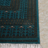 Neelkhana – Hand Knotted Wool Rug in Turquoise Blue/Black