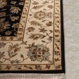 Mehergul – Hand Knotted Wool Rug in Navy Blue/Beige