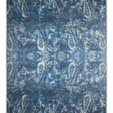 Nocturne Bloom – Hand Knotted Wool Rug in Prussian Blue/White