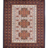Mehriz – Hand Knotted Wool Rug in Cream/Rust