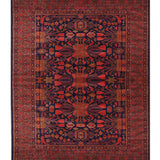 Zorayan – Hand Knotted Wool Rug in Ink Blue/Orange Rust