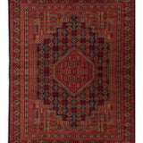 Bahrami – Hand Knotted Wool Rug in Navy Blue/Maroon