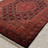Bahrami – Hand Knotted Wool Rug in Navy Blue/Maroon