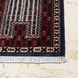 Badakhshan – Hand Knotted Wool Rug in Bluish Grey/Red