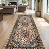 Golzarin – Hand Knotted Wool Rug in Ivory/Navy Blue