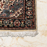 Golzarin – Hand Knotted Wool Rug in Ivory/Navy Blue