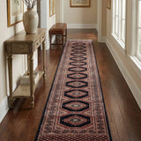 Shabestan – Hand Knotted Wool Rug in Navy Blue/Mushroom Brown