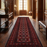 Sarbaz – Hand Knotted Wool Rug in Red/Navy Blue