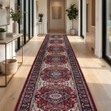Mehrangiz – Hand Knotted Wool Rug in Maroon/Navy Blue